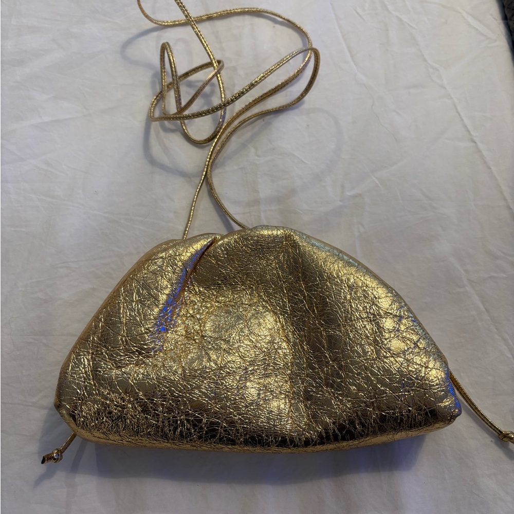 Bottega Veneta Gold crinkled mini crossbody